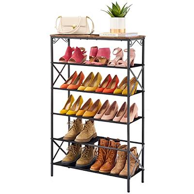 HAIXIN Shoe Shelves for Closet Shoe Rack Adjustable Height 10 Tier Shoe  Organizer Narrow Plastic Shoe Holder Vertical Black Shoe Stand For Entryway