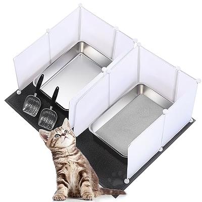 Mifoci 2 Set Stainless Steel Cats Litter Box Extra Large Metal Litter Box  with 2 Cat