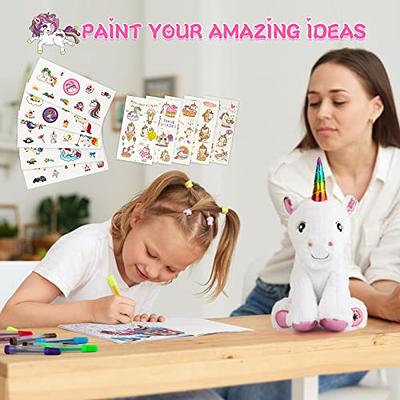 Unicorns Gifts for Girls Age 3-8,Unicorn Toys Set with Unicorn Headband  Necklace Bracelet,DIY Coloring Book,Soft Unicorn Stuffed Animals for