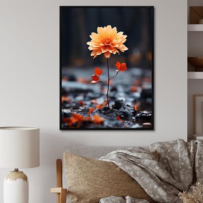 Designart Peach Flowers Autumn Tapestry II Roses Framed Canvas Art Print  - Yahoo Shopping