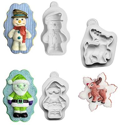 6Pcs Christmas Fondant Molds Set, Mini Xmas Fondant Molds Snowflake  Chocolate Candy Soap Cake Mold Christmas Tree Reindeer Holly Leaves Baking