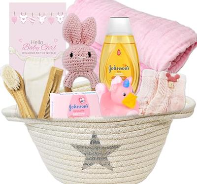 Nikki's Gift Baskets Paquete de regalo Joy Deluxe para bebé niña con 20  piezas esenciales para recién nacidos, kit de cesta de regalo mediana para