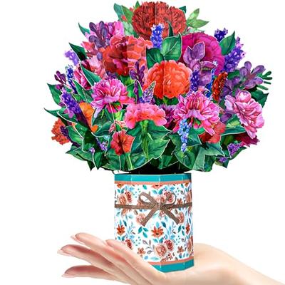 Freshcut Paper Pop Up Cards, 3 Pack - Everyday Appreciation, Three (3), 12  inch Life Sized Forever Flower Bouquet 3D Popup Paper Flower Greeting Cards