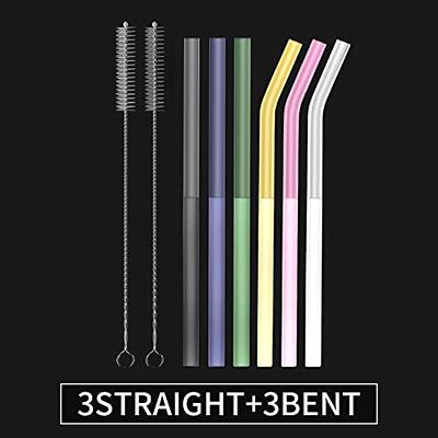 Fiesta First 10 Long Reusable Hard Plastic Drinking Straws, Medium Width +  Sturdy Cleaning Brush - For Tumblers, Mason Jars, Milshakes and Smoothies 