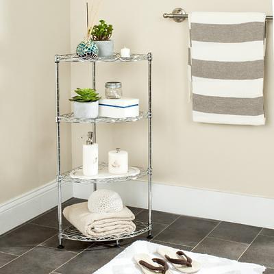 TRINITY EcoStorage 4-Tier Corner Wire Shelving Rack with Wheels