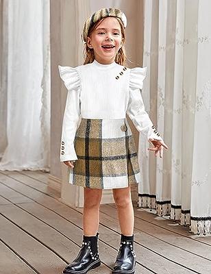 Aulyffo Toddler Girl Fall Outfits 4T 5T Toddler Girl Clothes White Ruffle  Shirt Button Long Sleeve Tops + Plaid Mini Skirt Shorts + Cute Hat 3PCS  Fashion Girls' Clothing Sets - Yahoo Shopping