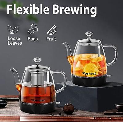 Electric Glass Tea Kettle with Infuser, 1.7L Fast Boiling, Stainless Steel,  Temperature Control Tea Maker, BPA Free - Easy Lid Removal & Keep Warm