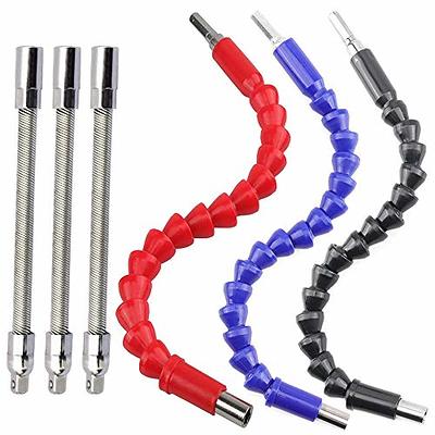 4 Pcs Flexible Drill Bit Extension, Screwdriver Soft Shafts, 11.6 inch,  FineGood Universal Drill Connection - Black, Red, Blue, Orange