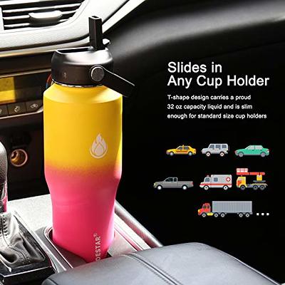 SENDESTAR Water Bottle 32oz,2 Lids(Straw lid),Wide Mouth Stainless Steel  Vacuum Insulated Double Wall Keep Liquids Cold or Hot All Day,Sweat Proof  Sport Design,Fit Car Cup Holder(Yelow&Pink) - Yahoo Shopping