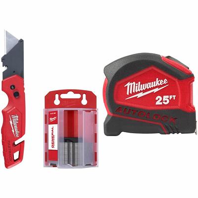 Milwaukee Fastback Folding Utility Knife Set with 25 ft. Compact Tape Measure (3-Piece)