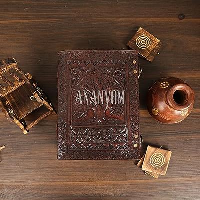ANANYOM Handmade Leather Journal, Brown, Tree of Life Hand Embossed Design,  Genuine Leather Notebook Diary Sketchbook with Two Brass Clasp Lock,  Journal for Men & Women, Office Journal Deckle Edge - Yahoo
