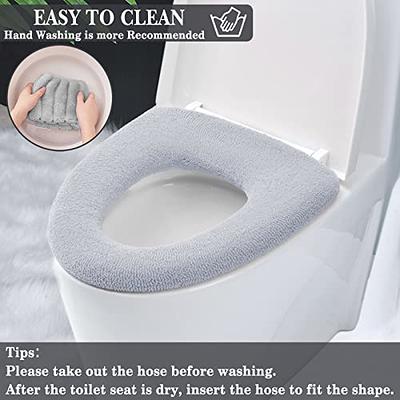 ZeeDix 5 Pcs Grey Enlongated Toilet Seat Cover Thicker Toilet Seat Warmer  Pads Soft Toilet Seat Covers for Bathroom, Stretchable Washable Easy to  Install Enlongated Style Suits for Most Toilet Seats 