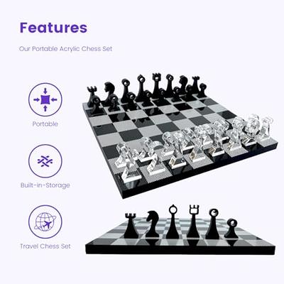 Trademark Games Modern Chess Set - Acrylic Chess Board with 32