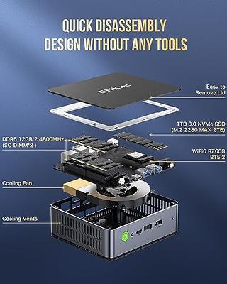 KAMRUI Intel Core i7-12650H Mini Gaming PC, 32GB DDR4 Dual Channel 512GB  M.2 NVME SSD, Desktop Tower Computer with 4K Triple Display, Type C, WiFi  6