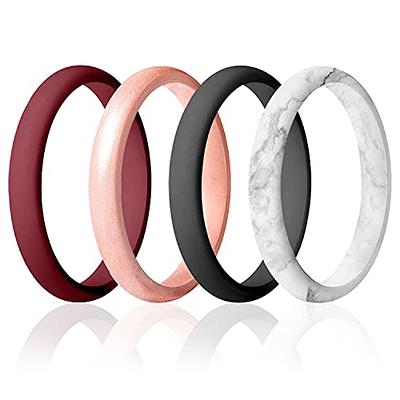 Antique Gold Bevel Edge Breathable Silicone Ring for Men and Women