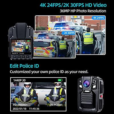 Epoium GPS Body Camera 4K 1440P Video Record 128GB IP67 Night