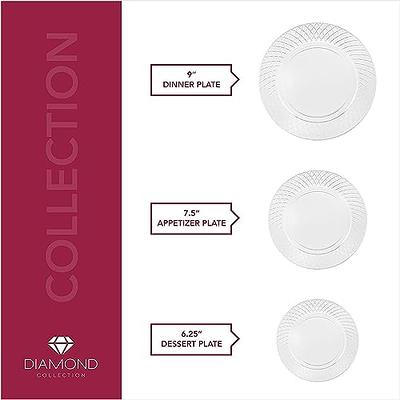 Prestee Clear Plastic Plates, 72ct - 7.5 Disposable Heavy Duty Hard Plates  - Cake, Salad, Appetizer, Dinner, Clear Dessert Plates - Wedding