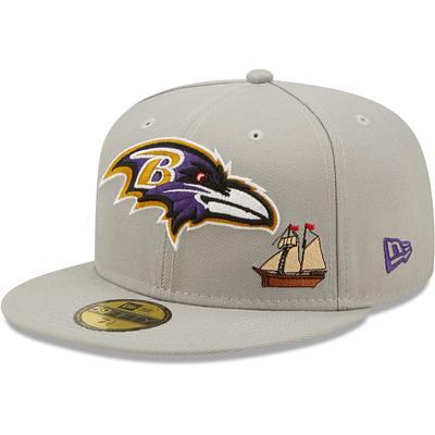 Men's New Era Gray/Black Baltimore Ravens 2023 Sideline 59FIFTY Fitted Hat