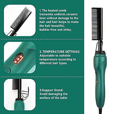 Electric Hot Comb Consistent Temperature Natural Hair Straightener Flat  Iron Kit