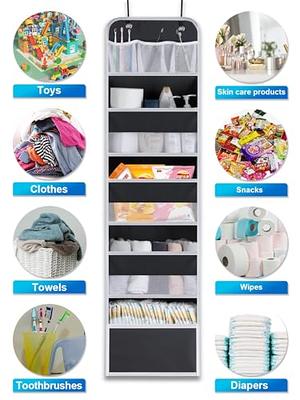 ULG 5 Tier over Door Organizer No Tilting Fabric Hanging Closet 44lb with  10 Mesh Side Pockets Foldable Hanging Storage Organizer