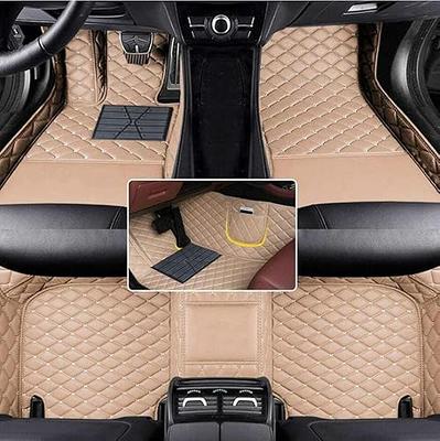 Black Leather and Purple Stitching Diamond Car Mats - Auto Americans