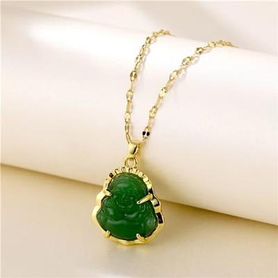 Bulk-buy Women Stainless Steel Pendant Necklace Jewelry Zircon Crystal Punk  Couple Religion Buddha Necklace price comparison