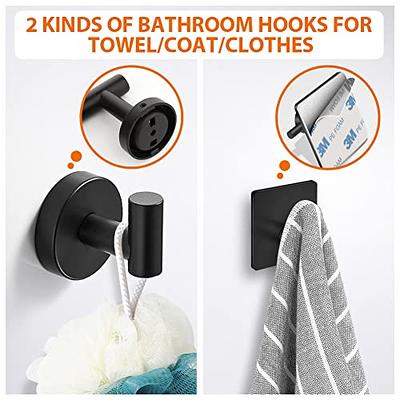 4-Pieces Matte Black Bathroom Hardware Set SUS304 Stainless Steel Round  Wall Mounted - Includes 16 Hand Towel Bar, Toilet Paper Holder, 2 Robe  Towel