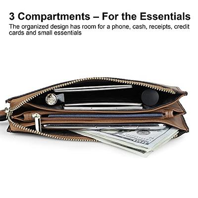 FALAN MULE Rfid Wallet Purse Wristlet Crossbody Bag for Women Leather  Ladies Clutch with 2 Straps 