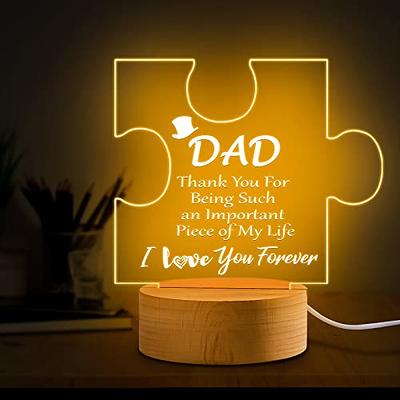 To My Dad Gifts from Daughter,3D Night Light Wood I Love You Daddy LED  Illusion Table Lamp for Men Father's Day Birthday Present 