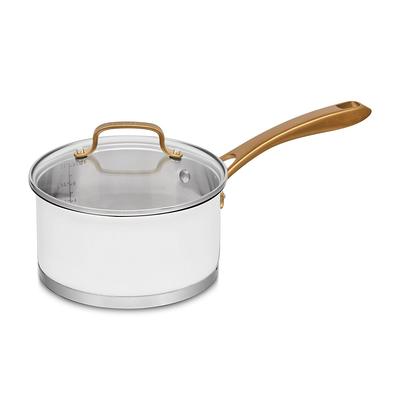 Cuisinart Classic 2.5qt Stainless Steel Saucepan with Cover and Brushed  Gold Handles Matte White - Yahoo Shopping