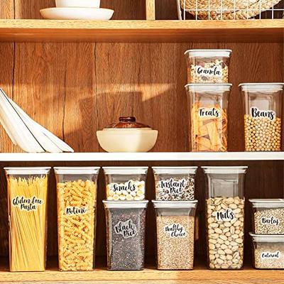 XOTAISM 6 Pcs Airtight Flour and Sugar Containers with 132 Kitchen Pantry  Labels Preprinted - Stackable Plastic Cereal Storage Canisters with Lids