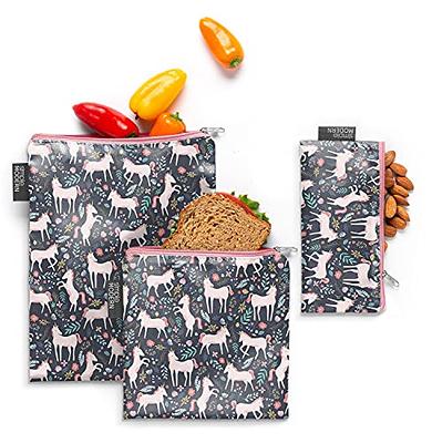 Reusable Snack Bags, Sandwich Bags, Zipper Bags Waterproof Food Safe PUL  Lining Wipeable, Washable Laminated Cotton Bag BPA Free 
