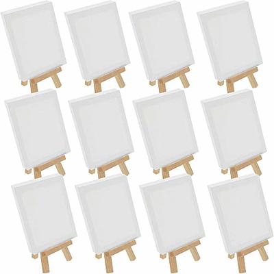 U.S. Art Supply 4 x 6 Stretched Canvas with 8 Mini Natural Wood Display  Easel Kit (