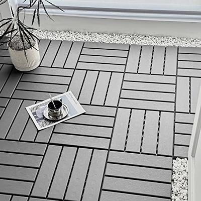 Yaheetech 12 x 12inch Fir Wood Patio Pavers Interlocking Wood Tiles,Pack of 11, Brown