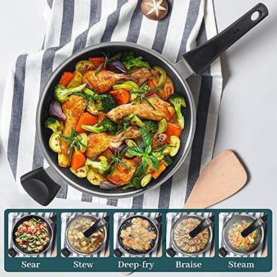 DELUXE Stainless Steel Wok Pan 12.5 Honeycomb Nonstick Stir Fry Pan with  Lid and Metal Spatula, Induction Electric Gas Ceramic Compatible, Scratch  Resistant, Dishwasher and Oven Safe - Yahoo Shopping