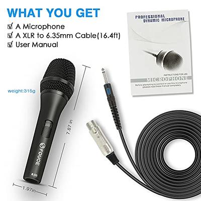 10Ft Wired Handheld Dynamic Microphone Professional 1/4 Mic for Karaoke  Speech