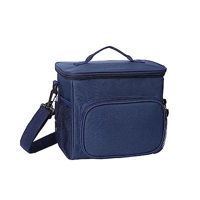 Insulated 2-Compartment Lunch Box Bag with Strap - Indigo Flowers