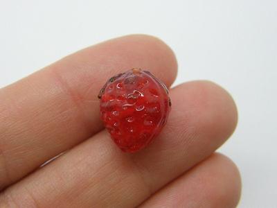 4 Strawberry Fruit Beads Red Lamp Work Glass Fd273 - Yahoo Shopping