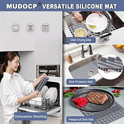 Silicone Kitchen Sink Mats with Hole Folding Heat Resistant Sink Grid  Accessory Non-slip Protector for