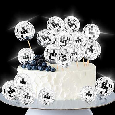 20pcs Disco Ball Cupcake toppers, 70's Disco Cake Centerpiece