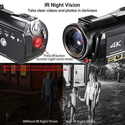 Video Camera  Camera for Vlogging IR Night Vision UHD 4K