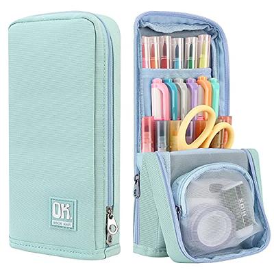 Big Capacity Pencil Case Large Pencil Bag Pouch Pen Pencil Holder Marker  with High Storage for Office Stationery Desk Organizer Makeup Bag - Green 