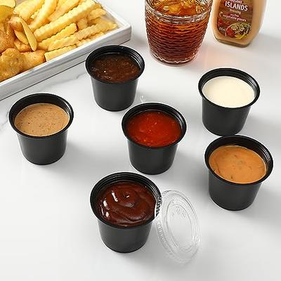AOZITA 120-5.5 oz Black Portion Cups, Small Plastic Containers
