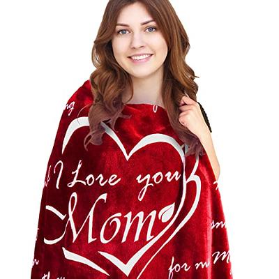 Birthday Gifts for Mom Mothers Day Christmas Valentine's Thanksgiving Mom  Gift from Son Presents Flannel Blanket for Women with Letter Soft