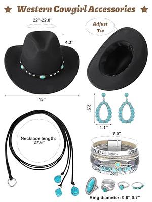 Suhine 9 Pcs Western Outfits for Women Cowgirl Tassel Sleeveless Vest  Cowboy Hat Turquoise Jewelry Kit(Black, X-Large) - Yahoo Shopping