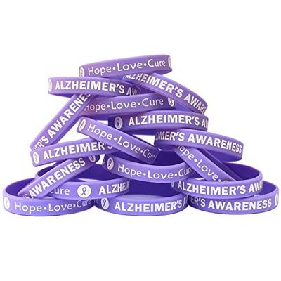 10 Alzheimer's Awareness Wristbands - Purple Debossed Color Filled Bracelets  | eBay