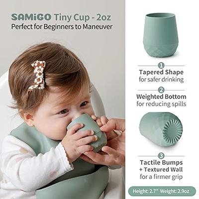 SAMiGO Silicone Baby Feeding Set, Baby Led Weaning Supplies, Suction Plate,  Bowl, Spoons, Food Bib, Cup, First Stage Self Eating Utensils, 6+ Months