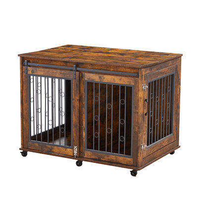 Arlopu Dog Crate Furniture Wooden End Table 44.1'' Dog Cage Indoor