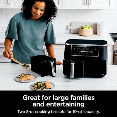 Ninja DZ302 Foodi 10-Qt. 6-in-1 DualZone Smart XL Air Fryer with 2 Independent Baskets, Match Cook & Smart Finish to Air Fry, Air Broil, Roast, Bake