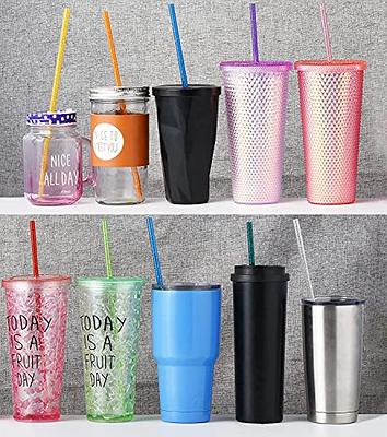 ALINK 12PCS Reusable Clear Pink Glitter Straws, 11 Long Hard Plastic  Tumbler Drinking Straws with Cleaning Brush - Yahoo Shopping